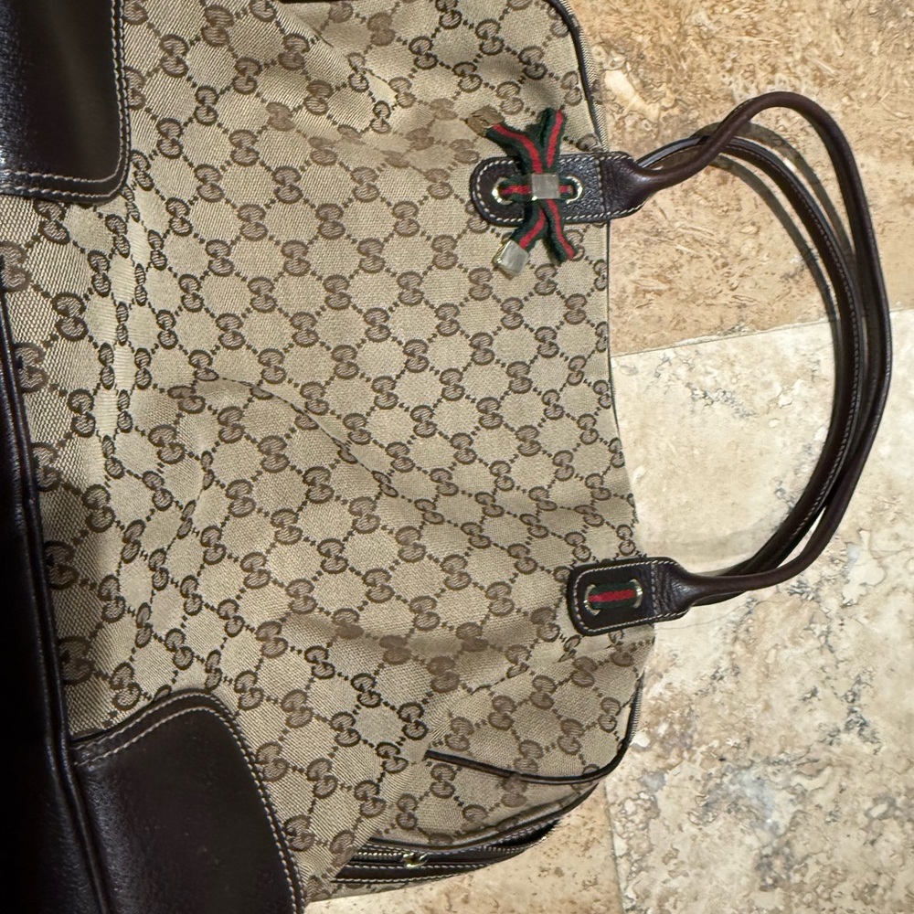 Gucci Beige and Brown Monogram Messenger Bag - Picture 6 of 7